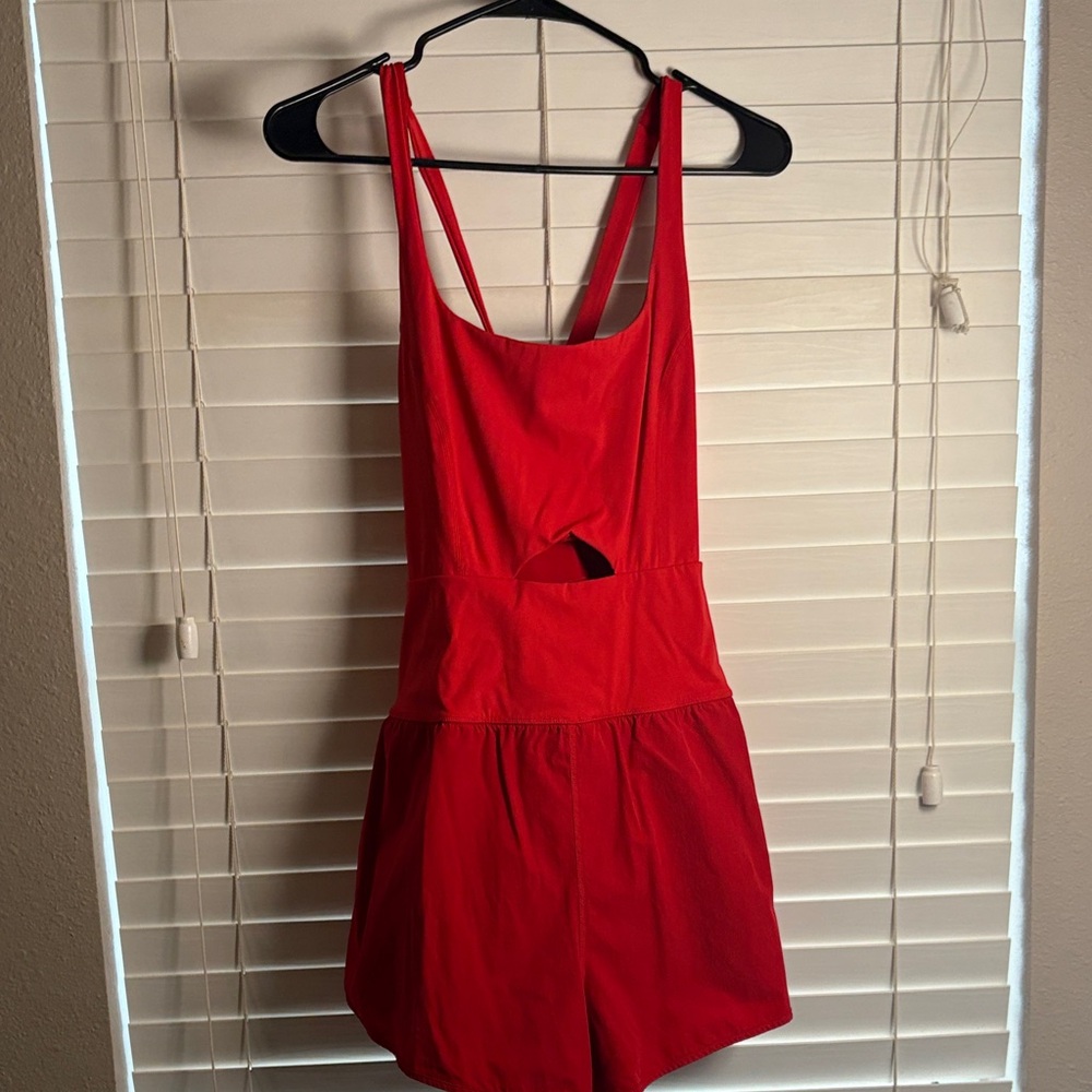 Vibrant Red Cutout Romper